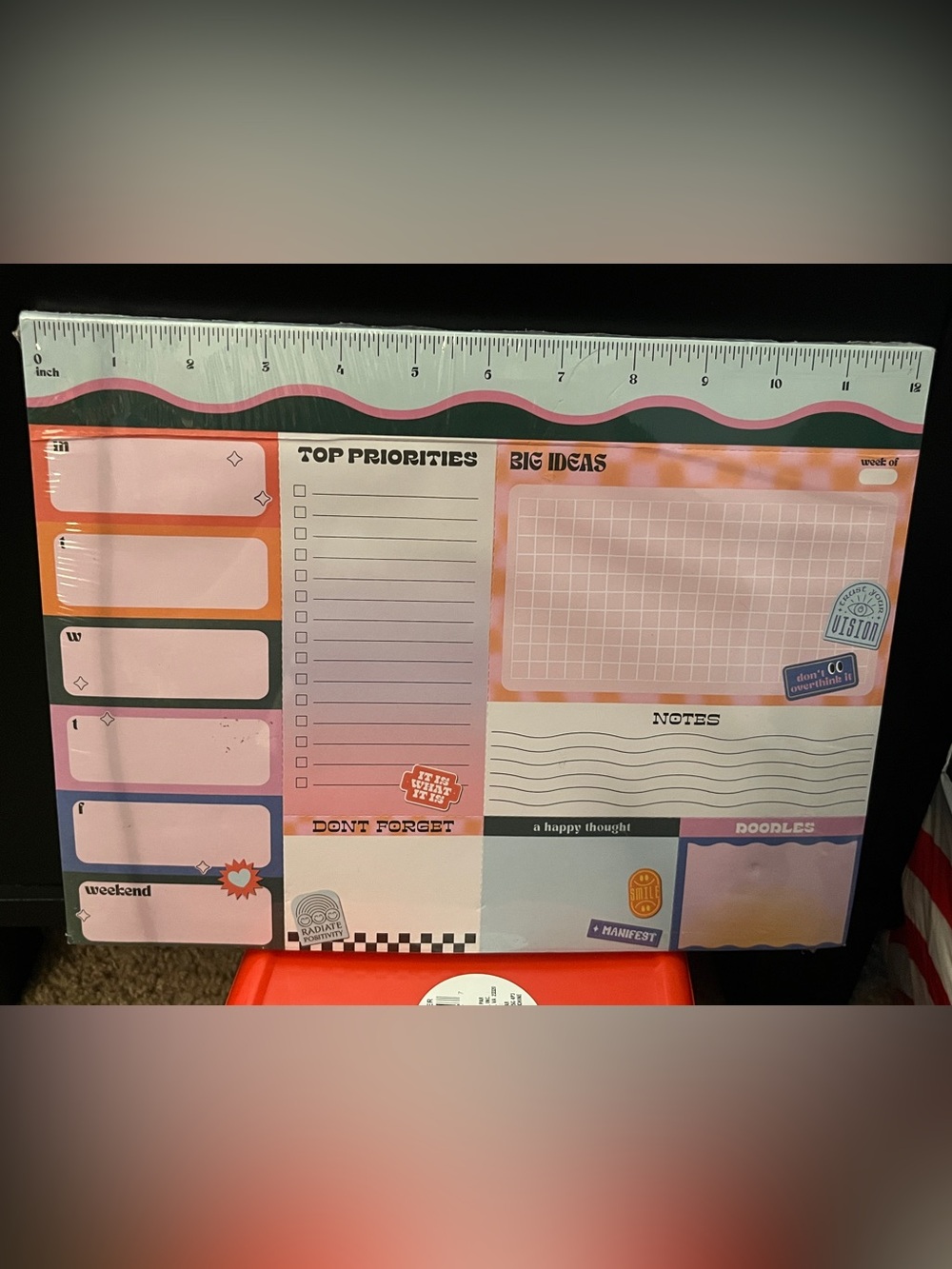 Weekly Home Office Planner Pad — Pink & Peach
